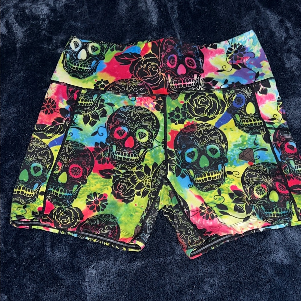 Colorful Skull Print Shorts
